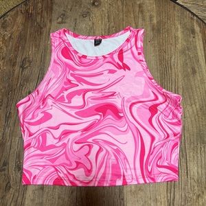 SHEIN Pink Swirl Crop Top